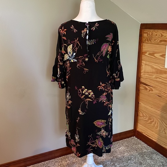 H&M Black Floral Ruffle Sleeve Dress 10 - Picture 3 of 10